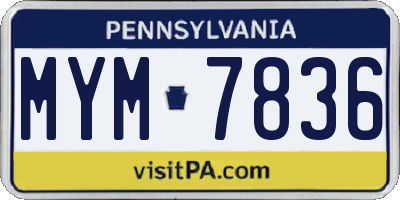 PA license plate MYM7836