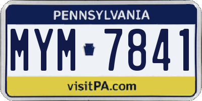 PA license plate MYM7841