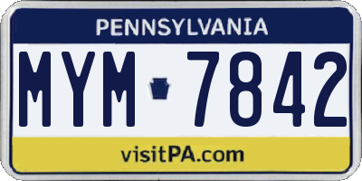 PA license plate MYM7842