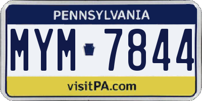 PA license plate MYM7844