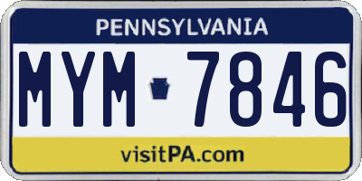 PA license plate MYM7846