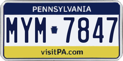 PA license plate MYM7847