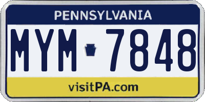 PA license plate MYM7848
