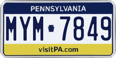 PA license plate MYM7849
