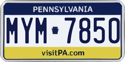 PA license plate MYM7850