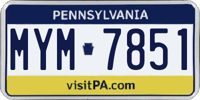 PA license plate MYM7851