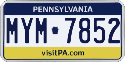 PA license plate MYM7852
