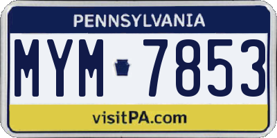 PA license plate MYM7853