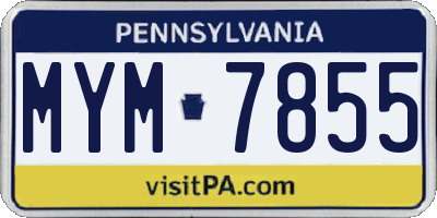 PA license plate MYM7855