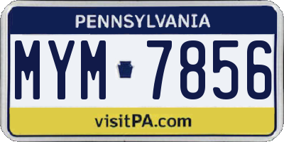 PA license plate MYM7856