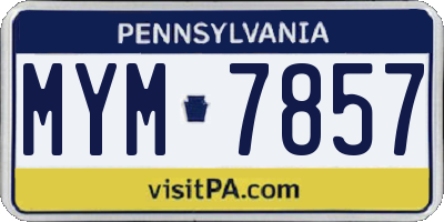 PA license plate MYM7857
