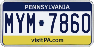 PA license plate MYM7860