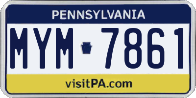 PA license plate MYM7861