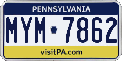 PA license plate MYM7862