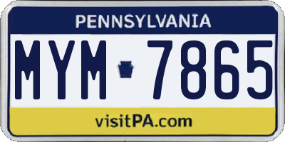 PA license plate MYM7865