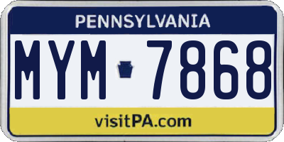PA license plate MYM7868
