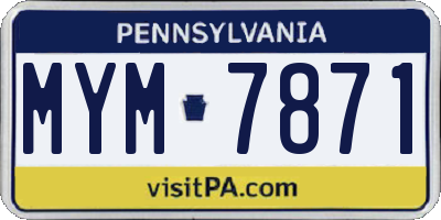 PA license plate MYM7871