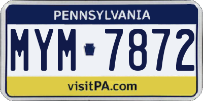 PA license plate MYM7872