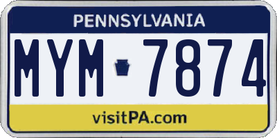 PA license plate MYM7874