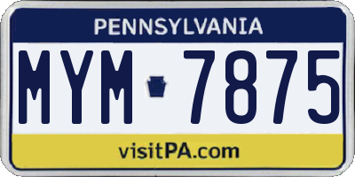 PA license plate MYM7875