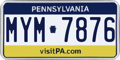 PA license plate MYM7876