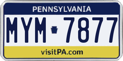PA license plate MYM7877