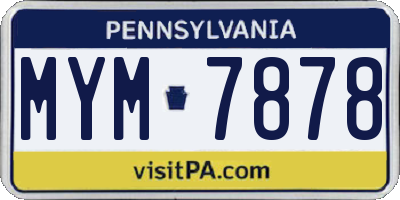 PA license plate MYM7878