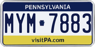 PA license plate MYM7883
