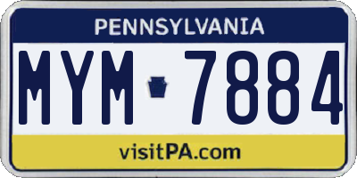 PA license plate MYM7884