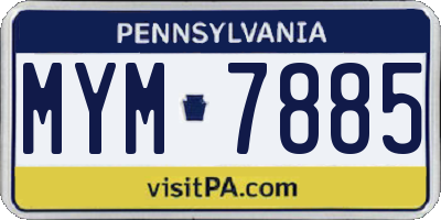 PA license plate MYM7885