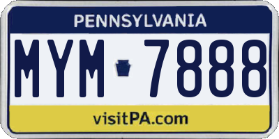PA license plate MYM7888