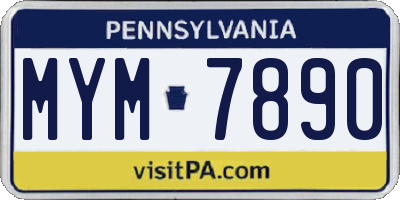 PA license plate MYM7890
