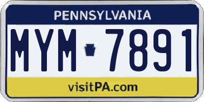PA license plate MYM7891