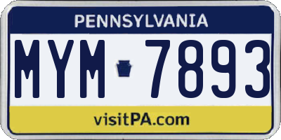 PA license plate MYM7893