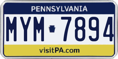 PA license plate MYM7894