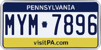 PA license plate MYM7896