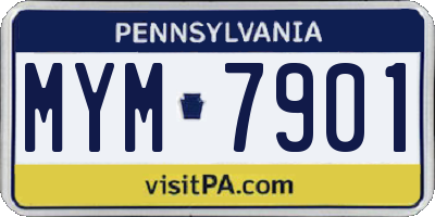 PA license plate MYM7901