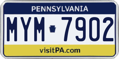 PA license plate MYM7902