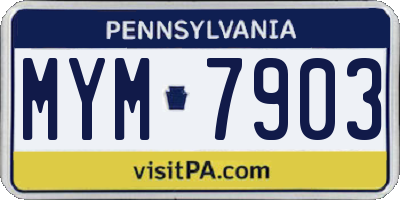 PA license plate MYM7903