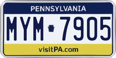 PA license plate MYM7905