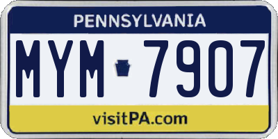 PA license plate MYM7907