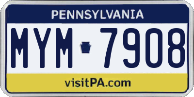 PA license plate MYM7908