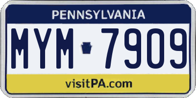 PA license plate MYM7909