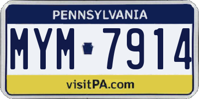 PA license plate MYM7914