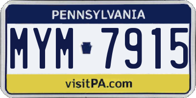 PA license plate MYM7915