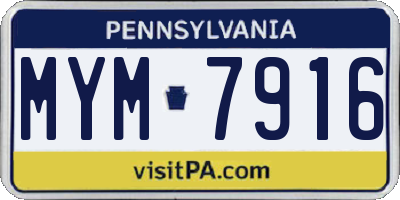 PA license plate MYM7916