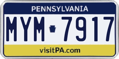 PA license plate MYM7917