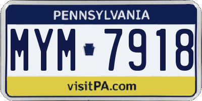 PA license plate MYM7918