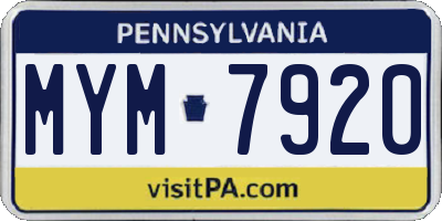 PA license plate MYM7920