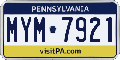 PA license plate MYM7921